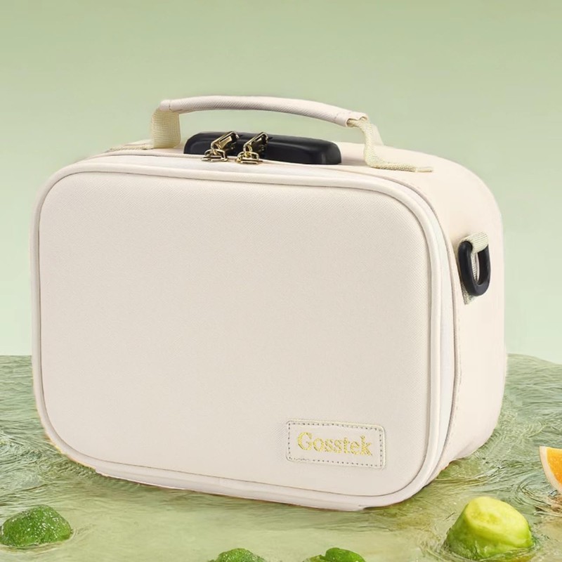 Gosstek PU Leather Smell Proof Bag with Combination Lock, Childproof