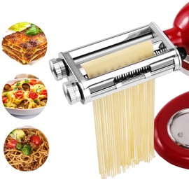 FavorKit Pasta Maker Attachment for KitchenAid Mixers,3 in 1 Set Included Pasta Sheet Roller, Spaghetti and Fettuccine Cutter Accessories