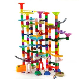 Marble Run - 200Pcs Maze Game Construction Building Toy, Race Track Set with 30pcs Glow in Dark Plastic Marbles STEAM Building Toys Gift for Kids (Marble run-200)