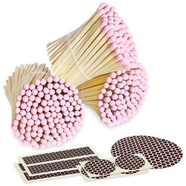 2" Light Pink Tip Safety Matches | Set of 300+ Bulk Artisan Matchsticks with Striker Stickers by Thankful Greetings| Adorable | Decorative & Unique Candle Lighting, for Home Decor, Events Giveaways
