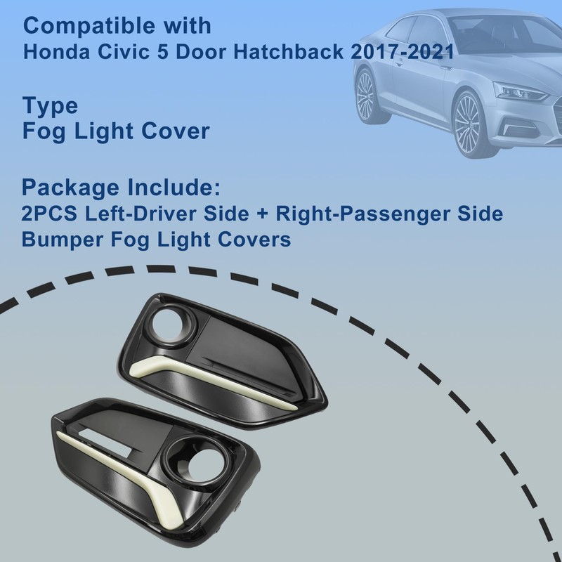 GXARTS 2PCS Black Left & Right Front Fog Light Covers