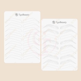 TgoBeauty 5PCS White Silicone Eyebrow Permanent Makeup Practice Skin Double Sided Hair Strokes Microblading Training Skin with Shiny Silver Outline (5pcs)