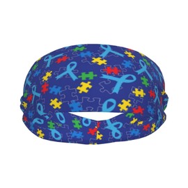 Autism Awareness Sweatbands Yoga Running Sports Hairband Workout Head Grip Band Elastic Turban for Women Men