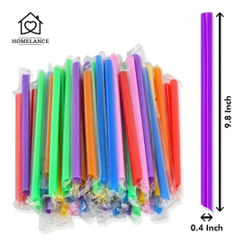 700 Pcs Multi Colors Jumbo Smoothie Straws Disposable Milkshake Straws Jumbo, Bubble Tea Straws For Cakes, Disposable Smoothie Straws Individually Wrapped (0.43" Wide X 9.84" Long)