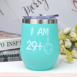 BOKALAKA 30th Birthday Women, 30th Birthday Gift for Women, Stainless Steel Wine Cup Gifts 30th Birthday Wife, Birthday Gift (Blue, 350ml)