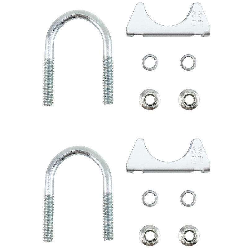 QWORK U-Bolt Muffler Tip Exhaust Hook, 1-1/2" OD 2Pcs Stainless