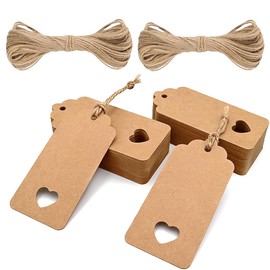 ZZHBOO 100 Pcs, 3x6cm Flower Head Cow Kraft Paper Labels with Hearts, Cute Aesthetic Planner Decor,Journaling, Diary, Gift Wrapping