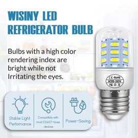 WISINY KEI D34L 5304511738 LED Light Compatible for Frigidaire Refrigerator Light Bulb AC100-265v 3.5w Refrigerator Bulb E26 2 Pack