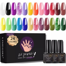 Limegirl Geles Semipermanente Esmaltes Uñas (kit 24 Pzs Color Gelesh)