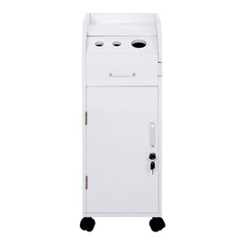 Flulep Hair Salon Storage Cart with Wheels & 3 Hair Dryer Holders & 4 Drawers & Lock & 2 Keys, Hairdressing Tools Station Mobile Makeup Case White