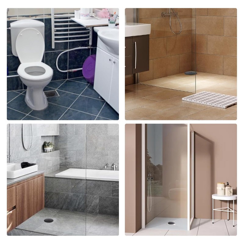 ANBOO Shower Drain Black 90mm/115mm Universal Chrome Plated Replacement Shower