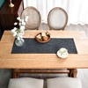 Reversible Double Layer Table Runner Faux Linen Fabric Charcoal Table