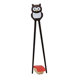 Ebros Gift Dark Brown Owl Reusable Training Chopsticks Set With Animated Food Safe Silicone Helper Hinge Guide For Sushi Noodles Rice Dining Fun For Adults And Kids