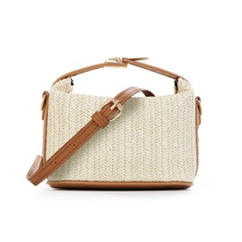 GOKTOW Straw Shoulder Bag for Women Small Raffia Tote Handbag Clutch for Summer Beach Holiday 2024, beige, Unit size