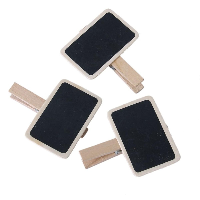 20Pcs Wooden Mini Chalkboard Blackboard with Clip Message Chalk Board