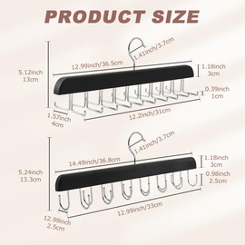 2 Pack Tie Rack & Belt Hanger 2 in 1 Belt Tie Hanger for Closet Max 42 Belts& 60 Ties- Capacity, Tie Hanger Hook for Belt,Bra,Tank Top,Hat,Tie,Scarf