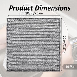 10 Pcs Double Layer Stainless Steel Scourers, 20x20cm Wire Dishwashing Cloths, Non Scratch Dish Cloths, Reusable Kitchen Cleaning Rags steel wool cleaning cloth for Pots, Pans, Sinks & Ovens (Silver)