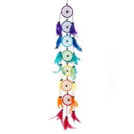 Pink Pineapple Handmade Bohemian Dream Catcher Ethical Hanging Dreamcatcher Wall Art with Rainbow Coloured Feathers and Beads with Traditional Crochet Design - (6 x 50 cm)