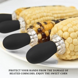Exqufood 20Pcs/10 Pairs Corn Holders Portable Fruit Holder Barbecue Supplies Stainless Steel Corn on the Cob BBQ Fork Skewers