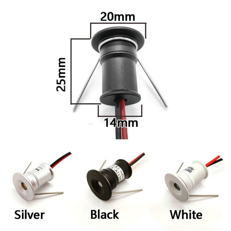 Mini LED Headlight, 9 Pieces, 12 V, 1 W Recessed