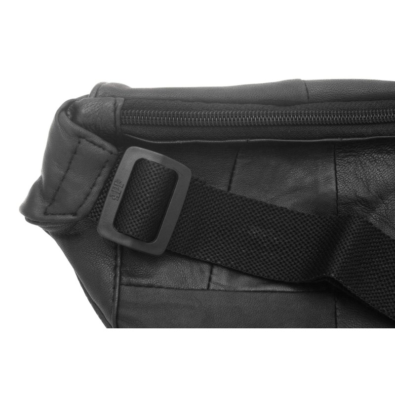 Lambretta Scooter Black Leather Fanny Pack Adjustable Travel Bumbag Gift