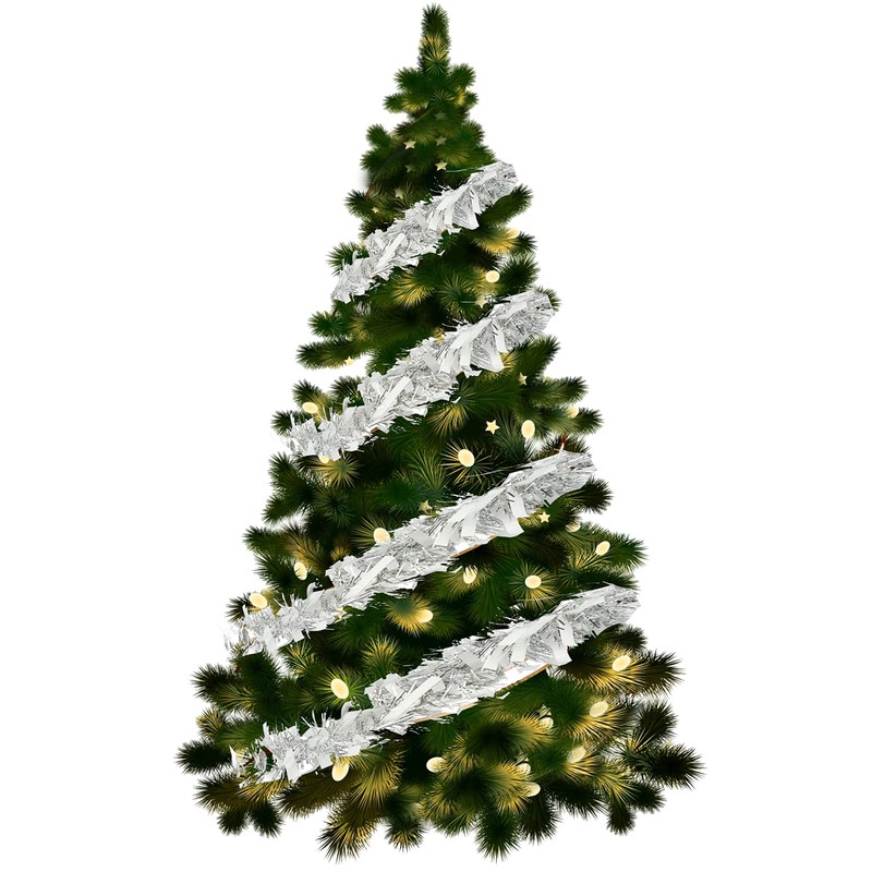 HOVUK® 3-Pack White/Silver Thick & Thin Tinsel Garland Christmas Decoration,