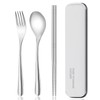 Titanium cutlery set, travel cutlery with box, including titanium fork,