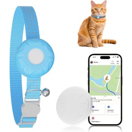 Cat GPS Tracker, Waterproof Pet Tracker for Cats, Cat GPS Tracker Collar with Safety Elastic Buckle, Works with Any Collar,Compatible with Apple Find My App (Only iOS), No Monthly Fee, Blue