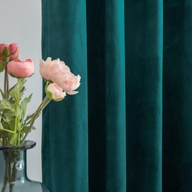 DÉCORIDEA Velvet Curtain for Room Darkening Window Curtains Panel Drapes,Thermal Insulated Velvet Blackout Window Treatment Curtain for Bedding Living Room,2 Panels (Teal, W52 X L84 inch)