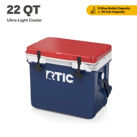 RTIC Ultra-Light 22 Quart Hard Cooler Insulated Portable Ice Chest Box for Drink, Beverage, Beach, Camping, Picnic, Fishing, Boat, Barbecue, 30% Lighter Than Rotomolded Coolers, Patriot