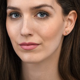 Diamond Treats Small Cocktail Glass Earrings in 925 Sterling Silver plated with 18K Yellow Gold, Simple Mini Cocktail Glass Stud Earrings for Women and Young Girls, Cute Gold Stud Earrings for Her