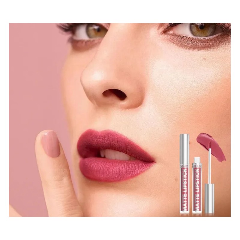 Set De 4 Labiales Mate Labial Resistencia Agua Color Rojo