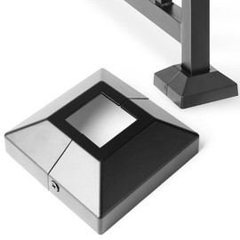 AJOVW 1Pcs 1.5" (1.5" Post/4" Base) Aluminum Post Base Cover, Suitable for Iron Stair railings, Balcony railings, Post Skirt Covers (Black)