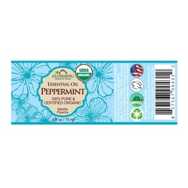 US Organic 100% Pure Peppermint Essential Oil - USDA Certified Organic - 15 ml - w/ Improved caps and droppers (More Size Variations Available)