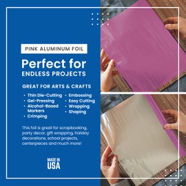 K&S K & S Precision Metals Metallic Pink Aluminum Crafting Foil .004'' Thick (36 Ga) (.1mm) x12'' W (305mm) x24'' L (610mm), 1 Piece, Made in USA, 6045