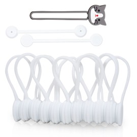 HAIR MARKET Magnetic Cable Clip, Cable Holder, Cord Clip, Strong Magnets, White, Pack of 10, Cable Cords, Organize Wiring, Storage, Embedded Magnets, 4.3 inches (11 cm)