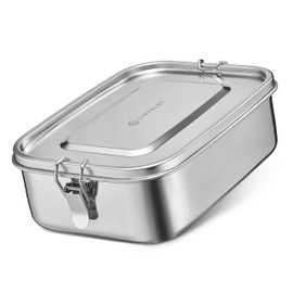 LINFELDT® Stainless Steel Lunch Box with Compartments 1400 ml – Top Stainless Steel Lunch Box Stainless Steel – Lunch Box Metal Lunch Box Stainless Steel Crispbread Box