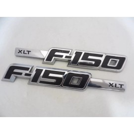 Unbranded 2PC FITS 2009 2010 2011 2012 2013 F 150 XLT FRONT EMBLEMS CHROME BLACK