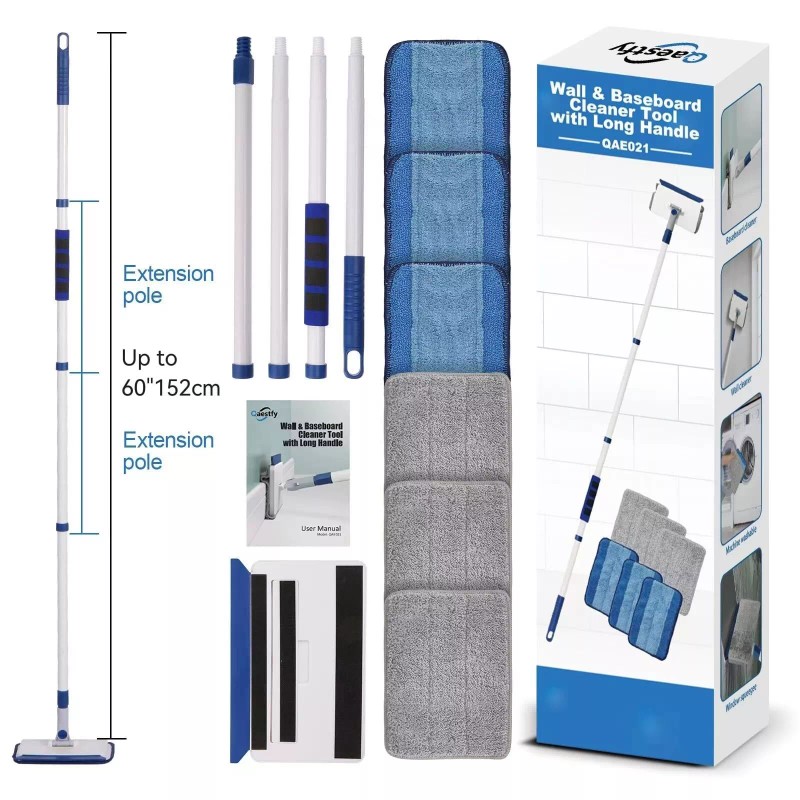 Qaestfy Baseboard Cleaner Tool with Handle, Wall Floor Mop with