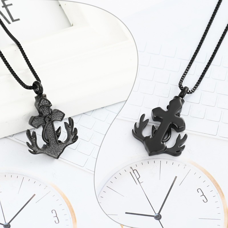 XSMZB Deer Antler Anchor Urn Necklace for Ashes Human Pet
