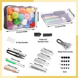 45 Colors Needle Felting Kits for Beginners, Needle Felting Supplies Kits with Tools, Felt Starter Kits with Felting Needles, Storage Bag Needle Felting Kits for DIY Handcrafts Christmas Decoration