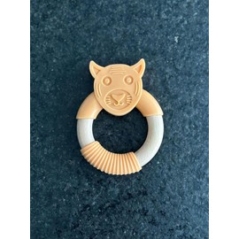 Mordedera para Bebé en forma de tigre | Bambú Natural y Silicón Grado Alimenticio | Sin BPA, Suave y Ecológica color naranja