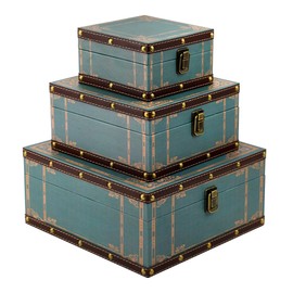 Jolitac Wooden Storage Box Set of 3, Antique-Looking Storage Containers with Secret Compartments Vintage Nesting Keepsake Chests for Jewelry, Cash, Photos Travel-Friendly & Stackable (Green)