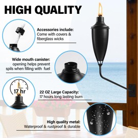 ZSPENG 6 Pack Wall Mounted Citronella Torches,22 Oz Garden Torches for Outside, Easy to Set Up and Refill Metal Torch, Flame Light Torch for Indoor or Outdoor Decor.