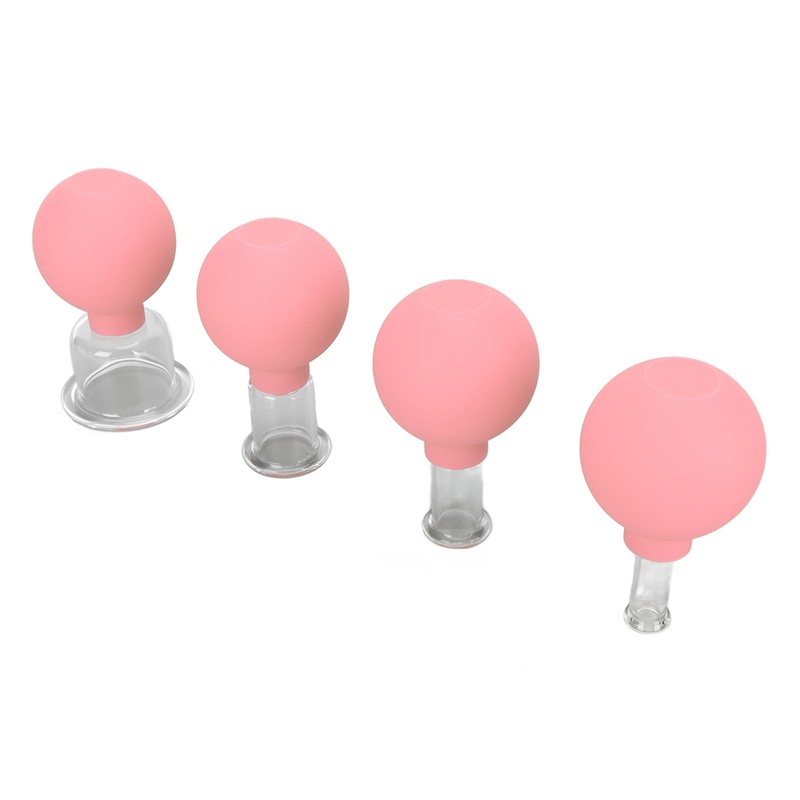 4pcs Glass Face Cupping Set Silicone Lymphatic Drainage Skin Lifting