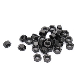 binifiMux 30pcs M8-1.25mm Black Hex Nuts Carbon Steel