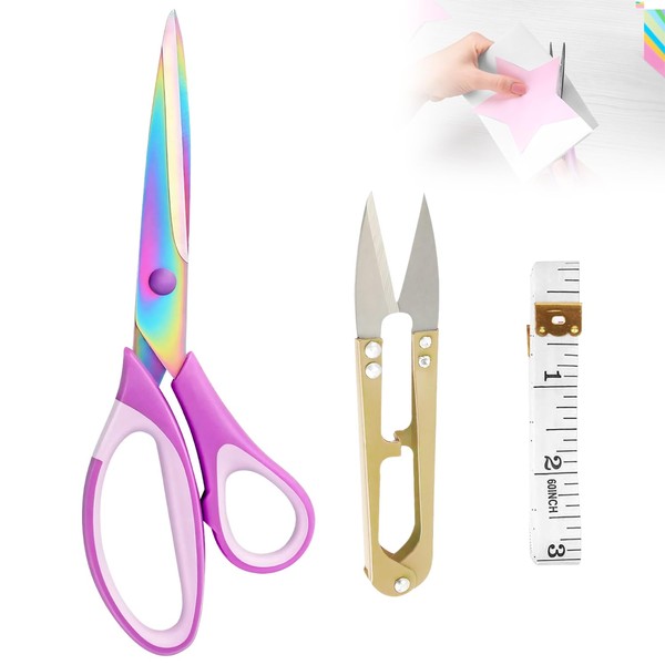 Scissors, Multipurpose Craft Scissors, Stainless Steel Sharp Colourful Titanium Coating