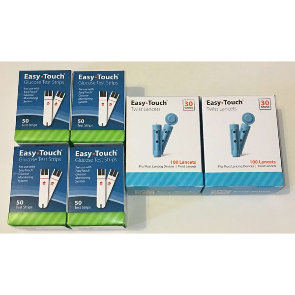 EasyTouch 200 Blood Glucose Test Strips (4 Boxes) & 200 Twist Lancets 30g (2 Boxes)