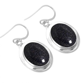 Jeweloporium 925 Sterling Silver Earring for Women Blue Sunstone Gemstone Drop Dangle Boho Silver Earring Valentine's Day Gift Statement Jewelry