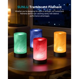 SUNLU Clear PLA Filament 1.75mm Bundle, 3D Printer Filament Bundle Multicolor, Individually Vacuum Packed, 250g Spool, 4 Rolls, Transparent Series-Clear+Red+Orange+Blue